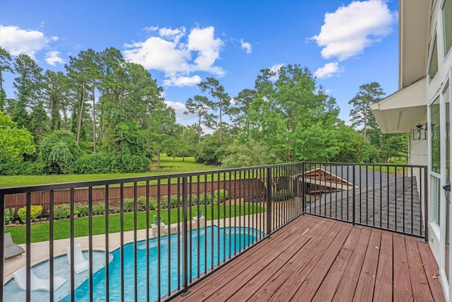 14102 Pollux Ct, Tomball, TX 77375 - deck featuring a fenced backyard and view of wooded area