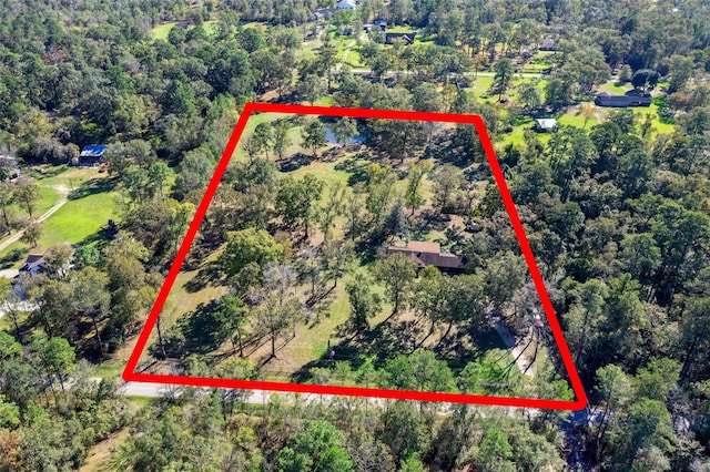 14232 Calhoun Rd, Conroe, TX 77302 - view of property location with property boundaries highlighted and a forest