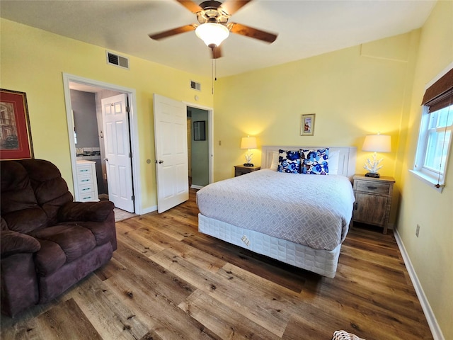 16611 Jolly Roger Rd, Jamaica Beach, TX 77554 - bedroom featuring wood finished floors, baseboards, and ceiling fan