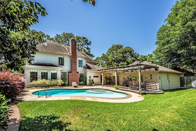 17718 Dove Tree Ln, Spring, TX 77379 - view of swimming pool featuring a pergola, a patio, and a pool with connected hot tub