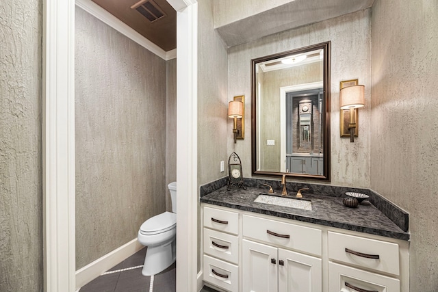 5567 Longmont Dr, Houston, TX 77056 - bathroom with toilet, vanity, and tile patterned flooring