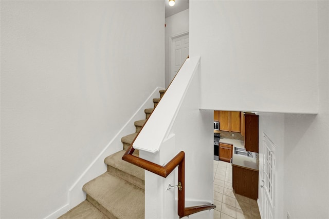 10239 W Palm Lake Dr, Houston, TX 77034 - stairway featuring tile patterned flooring