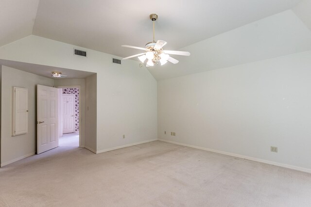 1967 Greentree Dr, Huntsville, TX 77340 - unfurnished room featuring lofted ceiling, light colored carpet, ceiling fan, and baseboards