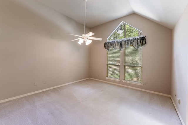 1967 Greentree Dr, Huntsville, TX 77340 - unfurnished room with lofted ceiling, light colored carpet, ceiling fan, and baseboards