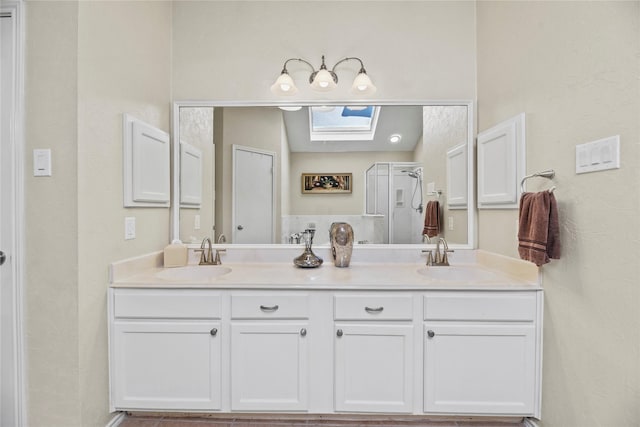 16310 Leamington Ln, Houston, TX 77095 - bathroom with double vanity and a stall shower