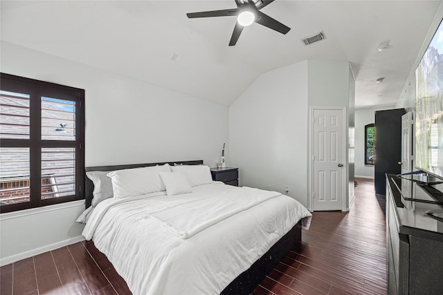10307 Antelope Aly, Missouri City, TX 77459 - bedroom with lofted ceiling, wood finished floors, baseboards, and ceiling fan