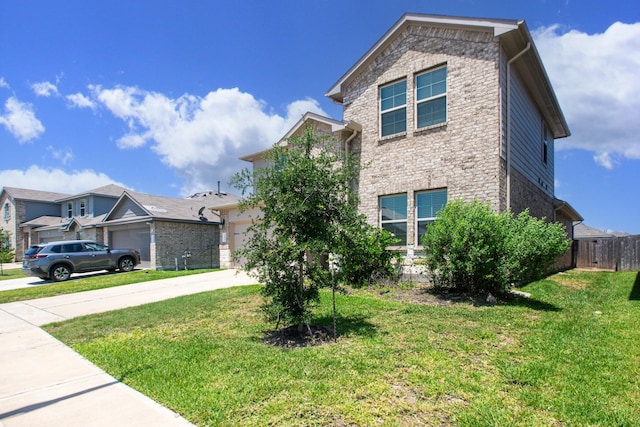 2415 Georgina Falls Dr, Spring, TX 77373 - view of side of property with concrete driveway, a garage, and stone siding