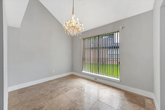 11710 Brettwood Cir, Houston, TX 77089 - empty room with a chandelier, lofted ceiling, and baseboards
