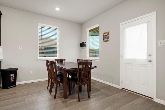 21626 Sage Landing Ln, Katy, TX 77449 - dining area featuring light wood-style floors, baseboards, and recessed lighting
