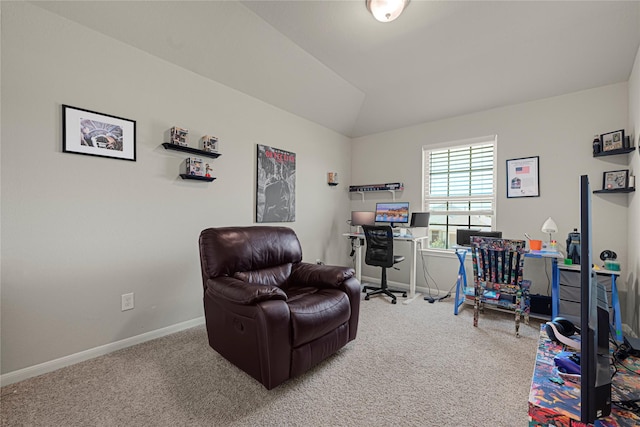 21626 Sage Landing Ln, Katy, TX 77449 - carpeted office with baseboards and lofted ceiling