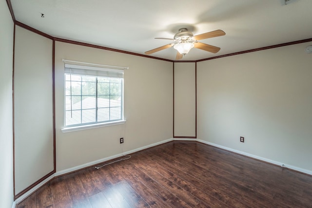 3911 Falvel Cove Dr, Spring, TX 77388 - unfurnished room featuring a ceiling fan, wood-type flooring, crown molding, and baseboards