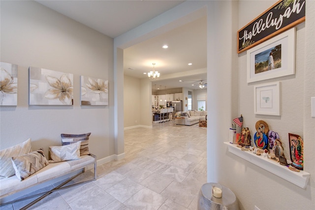 3502 Harper Ferry Pl, Katy, TX 77494 - corridor featuring a chandelier, recessed lighting, and baseboards