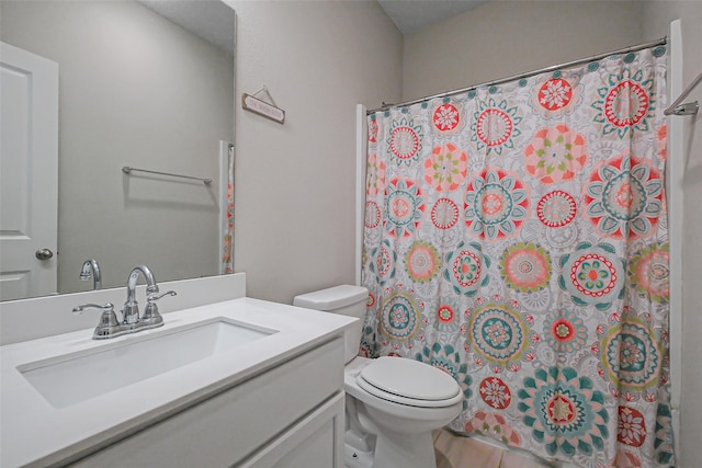 26415 Polaris Rise Ln, Richmond, TX 77406 - bathroom with toilet, vanity, and a shower with curtain