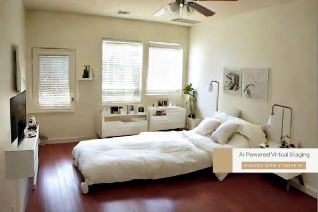 3123 Dallas St, Houston, TX 77003 - bedroom with dark wood-type flooring, baseboards, and ceiling fan