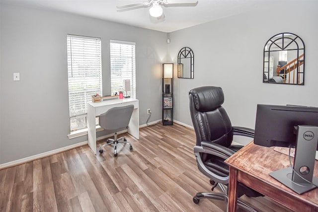 3638 Lost Oak Dr, Spring, TX 77388 - office with ceiling fan, wood finished floors, and baseboards