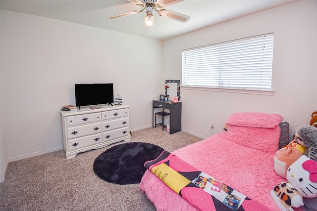3638 Lost Oak Dr, Spring, TX 77388 - carpeted bedroom with a ceiling fan and baseboards