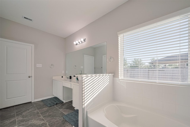 2446 Palisade Crest Dr, Rosharon, TX 77583 - full bathroom featuring a garden tub and vanity