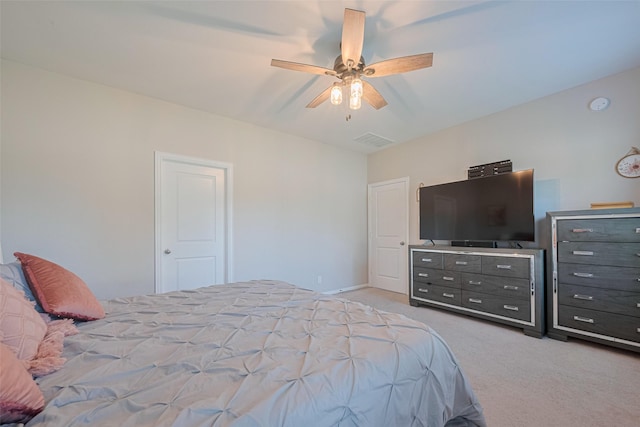 2446 Palisade Crest Dr, Rosharon, TX 77583 - bedroom featuring light carpet, ceiling fan, and baseboards