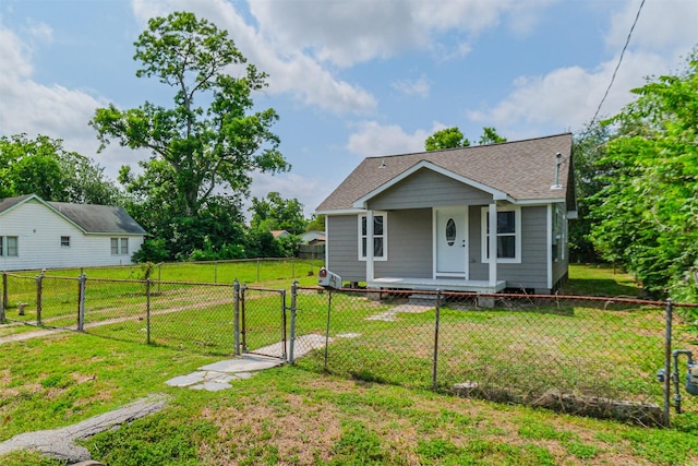 3108 Memel St, Houston, TX 77026 - view of front of property with a gate, covered porch, and a shingled roof