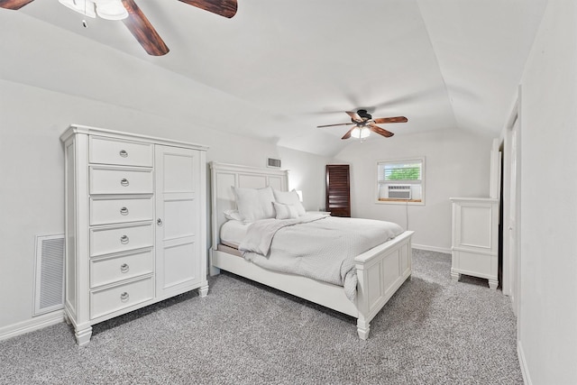 715 Timber Cove Dr, Seabrook, TX 77586 - carpeted bedroom with lofted ceiling, cooling unit, and a ceiling fan