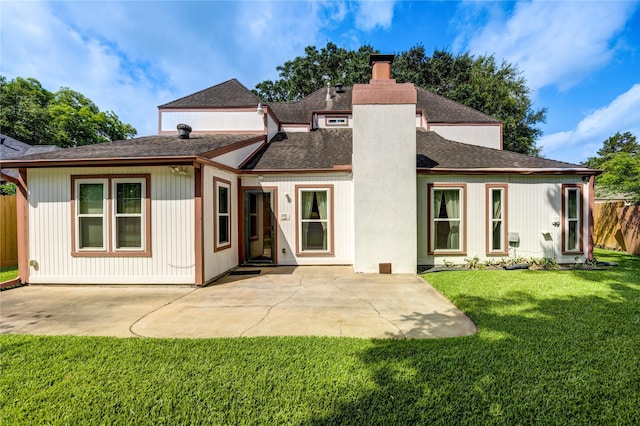 3819 Ridgeview Dr, Missouri City, TX 77459 - back of property with a chimney, a patio area, and roof with shingles