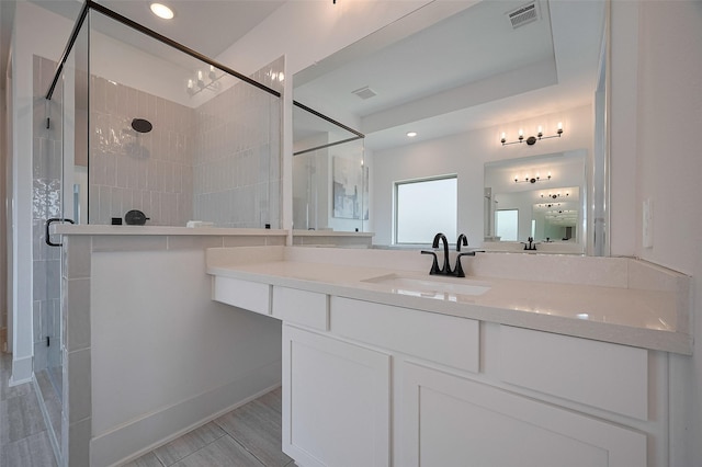 23604 Olive Creek Ln, New Caney, TX 77357 - full bathroom featuring a shower stall, vanity, and recessed lighting