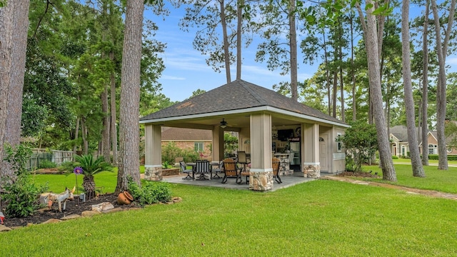 60 Fairfield Dr, Montgomery, TX 77356 - view of patio / terrace featuring a ceiling fan and a gazebo