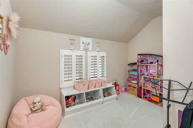 3221 Duchess Park Ln, Friendswood, TX 77546 - playroom featuring carpet and lofted ceiling