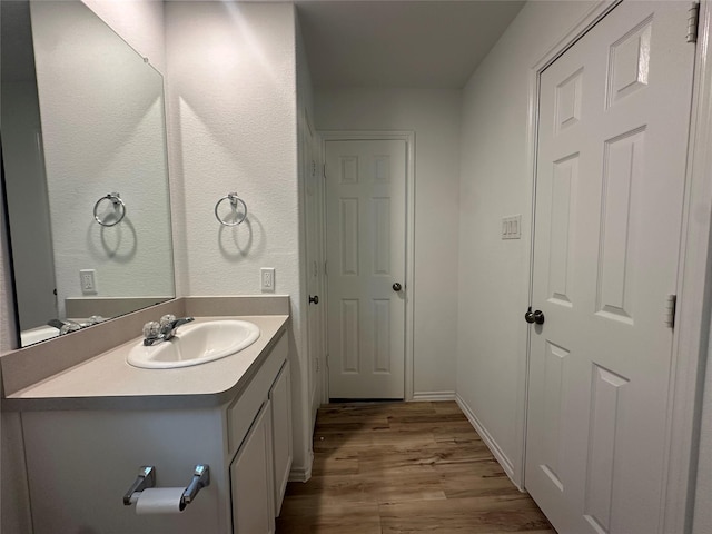 11079 N Lake Mist Ln, Willis, TX 77318 - bathroom featuring wood finished floors and vanity