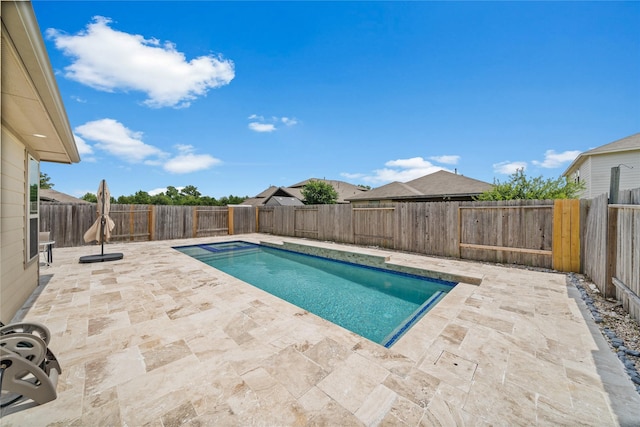 13030 Larriston Ln, Houston, TX 77044 - view of pool featuring a patio, a fenced backyard, and a pool with connected hot tub