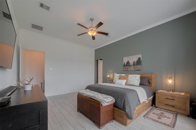 10615 Winding Arbor Ct, Cypress, TX 77433 - bedroom with ornamental molding and a ceiling fan