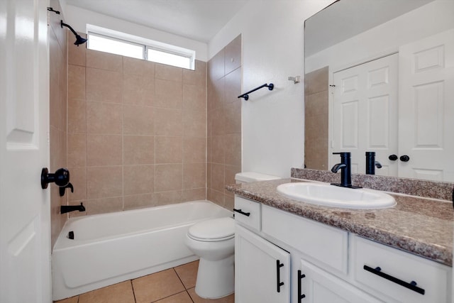6933 Liverpool St, Houston, TX 77021 - bathroom featuring tile patterned flooring, shower / bath combination, toilet, and vanity
