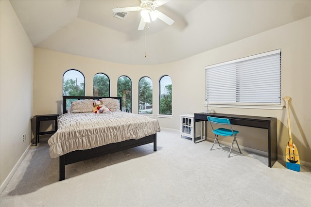 4436 Holt St, Bellaire, TX 77401 - bedroom with carpet, baseboards, ceiling fan, and lofted ceiling