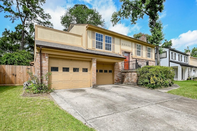 23423 Earlmist Dr, Spring, TX 77373 - townhome / multi-family property featuring driveway, an attached garage, brick siding, and a chimney