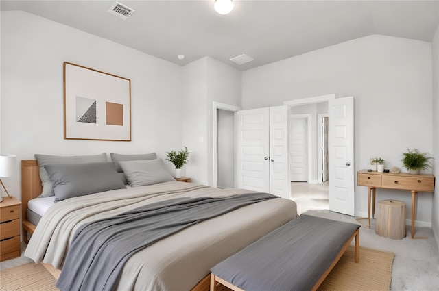 12027 Maple Oak Dr, Houston, TX 77066 - bedroom featuring light carpet and vaulted ceiling