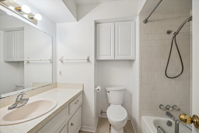 2718 Leichester Dr, Spring, TX 77386 - full bathroom with toilet, vanity, shower / bathtub combination, and tile patterned floors