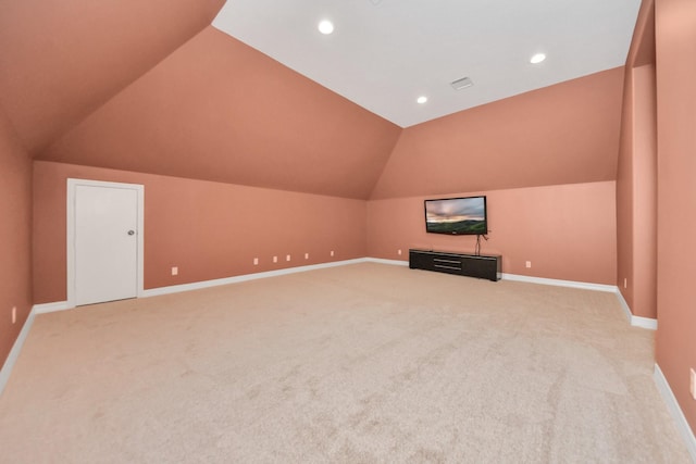 13523 Broadmeadow Ln, Houston, TX 77077 - bonus room featuring vaulted ceiling, baseboards, light colored carpet, and recessed lighting