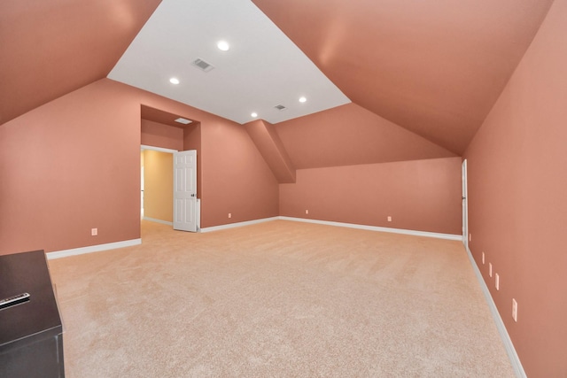 13523 Broadmeadow Ln, Houston, TX 77077 - bonus room with lofted ceiling, light carpet, baseboards, and recessed lighting