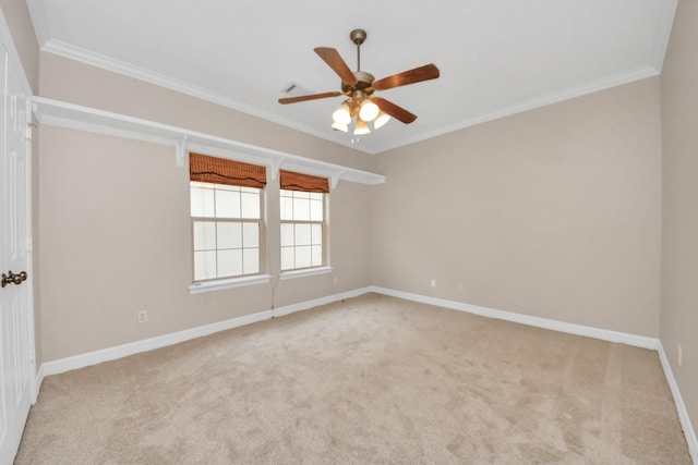 13523 Broadmeadow Ln, Houston, TX 77077 - empty room featuring carpet, a ceiling fan, baseboards, and ornamental molding