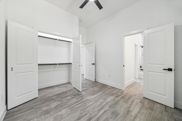 990-992 Marjorie St, Houston, TX 77088 - unfurnished bedroom featuring wood finished floors, a closet, baseboards, and ceiling fan