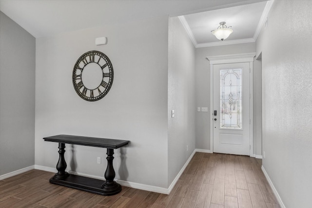 201 Patience Ave, Lindale, TX 75771 - foyer featuring wood finished floors, ornamental molding, and baseboards