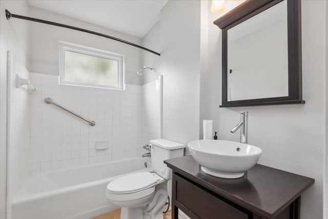 10203 Huntington Dale Dr, Houston, TX 77099 - bathroom featuring vanity, toilet, and shower / tub combination