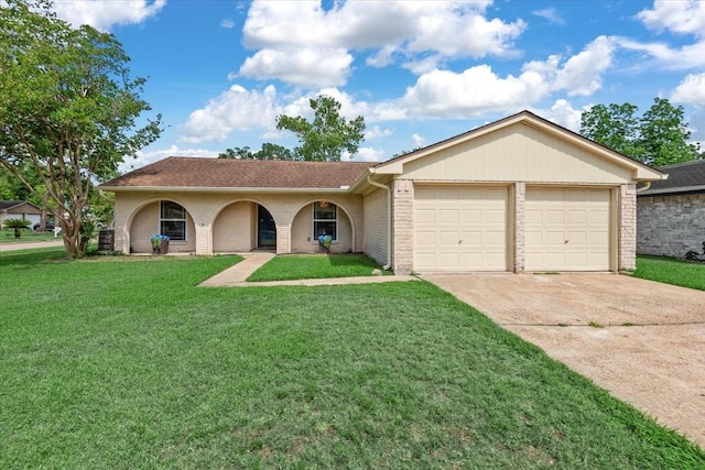 10203 Huntington Dale Dr, Houston, TX 77099 - ranch-style home with a garage, driveway, a front yard, and brick siding