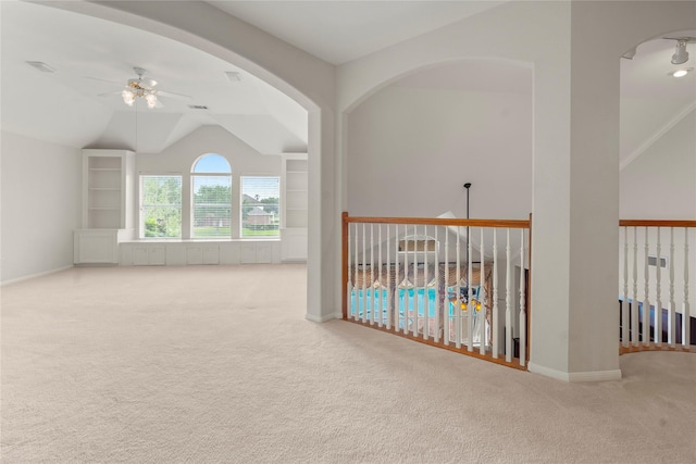 6318 Goodlowe Park, Sugar Land, TX 77479 - hallway with lofted ceiling, carpet floors, and baseboards