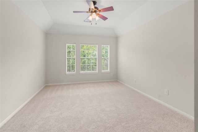 6318 Goodlowe Park, Sugar Land, TX 77479 - empty room featuring light colored carpet, a ceiling fan, baseboards, and vaulted ceiling