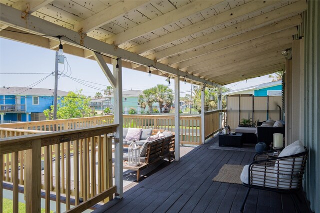 16535 Jamaica Inn Rd, Jamaica Beach, TX 77554 - wooden deck featuring an outdoor living space