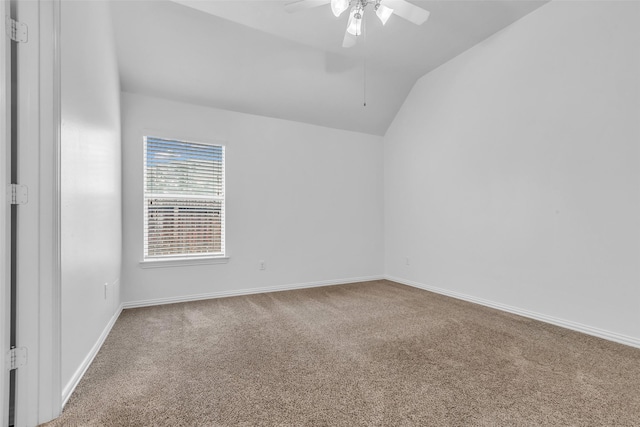 3031 Clover Trace Dr, Spring, TX 77386 - unfurnished room featuring carpet, lofted ceiling, ceiling fan, and baseboards