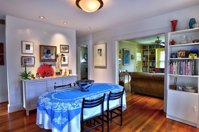 1119 E 7th 1/2 St, Houston, TX 77009 - dining space with wood finished floors, ceiling fan, and recessed lighting