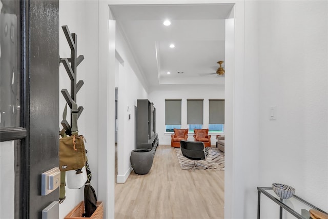 312 Tallow Dr, Conroe, TX 77385 - hallway with wood finished floors, recessed lighting, and baseboards