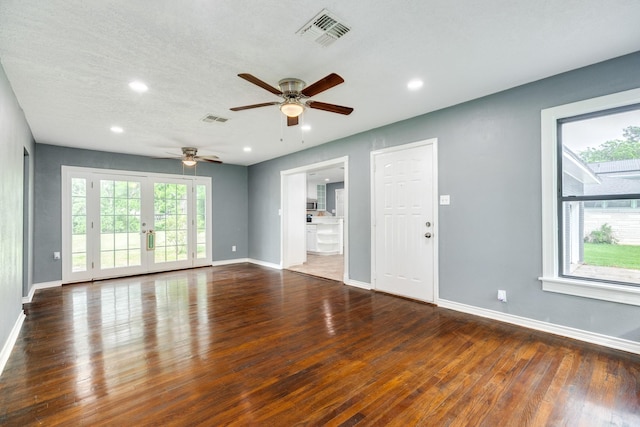 411 Southern Oaks Dr, Lake Jackson, TX 77566 - unfurnished living room with a ceiling fan, wood-type flooring, baseboards, and recessed lighting